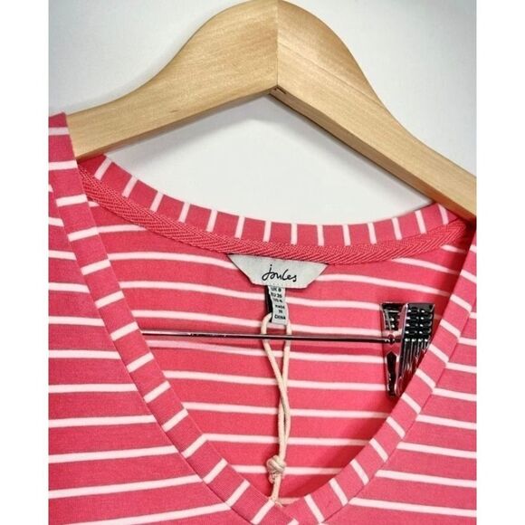 Joules Pink Striped V Neck Short Sleeve Knit Dress Size 4 Casual - Picture 4 of 6